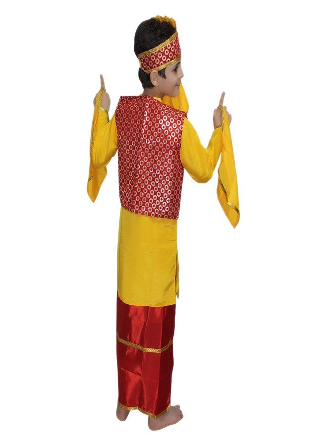 كاكو فانسي دريسيس زي رقص شعبي هندي من البوليستر من كاكو للأطفال / زي رقصة بانغدا جيدا للأولاد - أصفر وأحمر، مقاس 10-12 سنة - Image 5